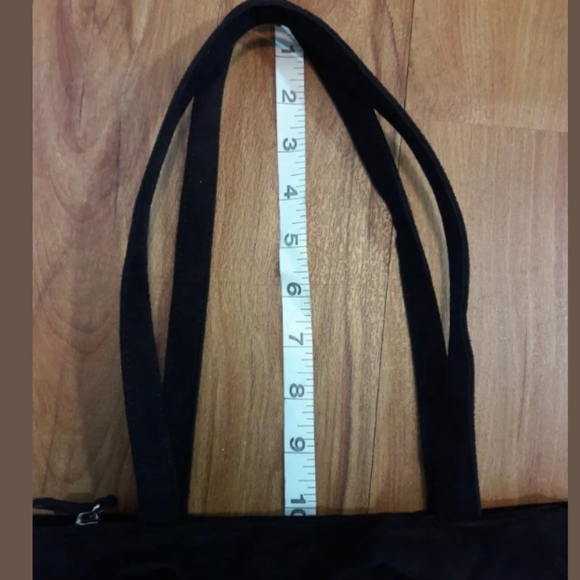 Jazza Black Faux Suede Ruffled Tote Shoulder Bag - Picture 7 of 8